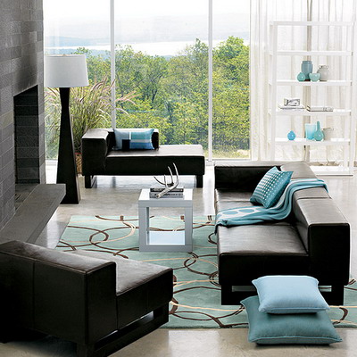 Living Room Modern Furniture on Modern  Dark Leather Living Room  Furniture