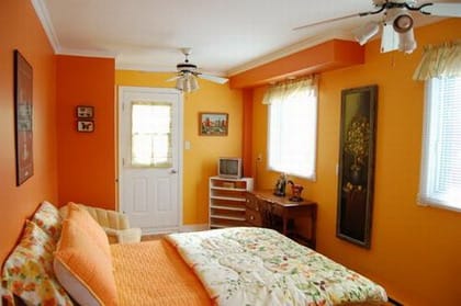 Vista una cada decorada con color naranja - Decoración de Interiores y