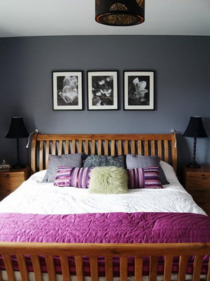 Mi rincón favorito: un dormitorio gris y violeta - Decoración de