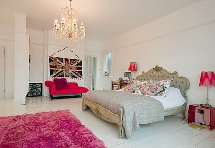 elegante dormitorio rosa