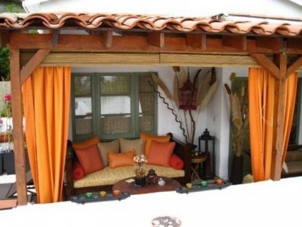 Decoración con telas en jardines y terrazas decoracion estiloydeco Covered patio decoración