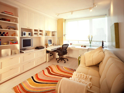 Combina tu oficina en casa con el espacio para ver TV - Decoración de