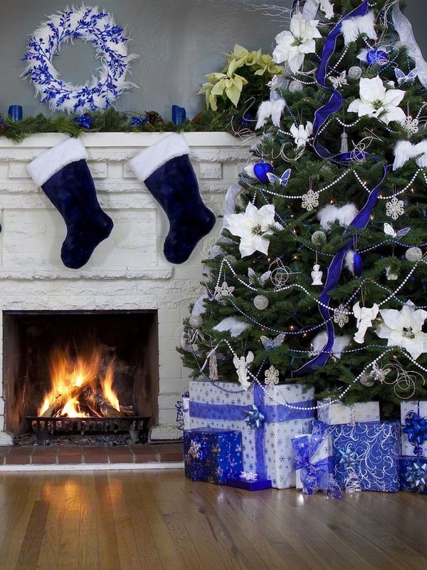 micrófono Matar Fraternidad Decoración navideña en azul. Ideas para Navidad.