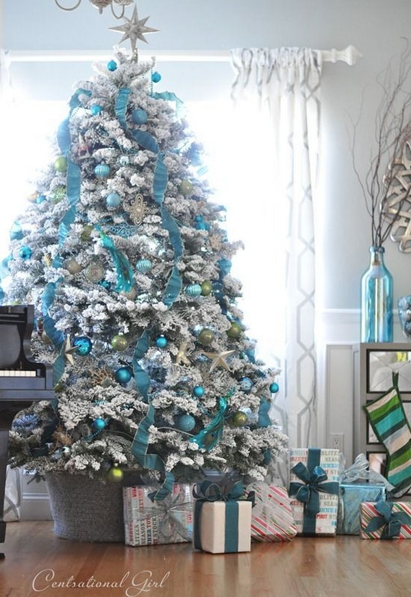 peine Fábula Oceano Decoración navideña en color turquesa. Ideas para Navidad.