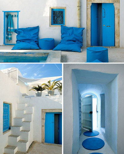 casa azul y blanco