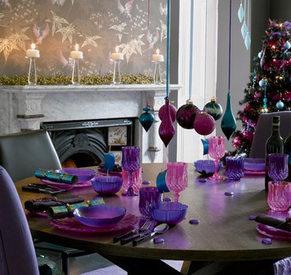 mesa navideña violeta
