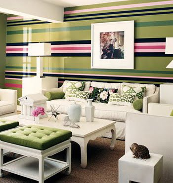 salon verde y rosa