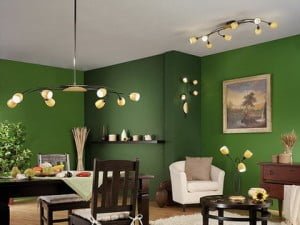 Un living comedor en color verde - Decoración de Interiores y