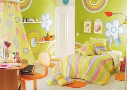 dormitorio verde manzana para niñas