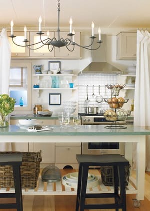 cocina blanca turquesa - Decoración de Interiores y Exteriores