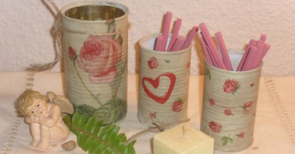 Portalápices con latas recicladas
