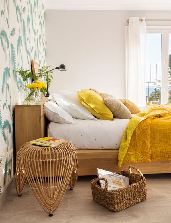 Cestas de mimbre para decorar dormitorios