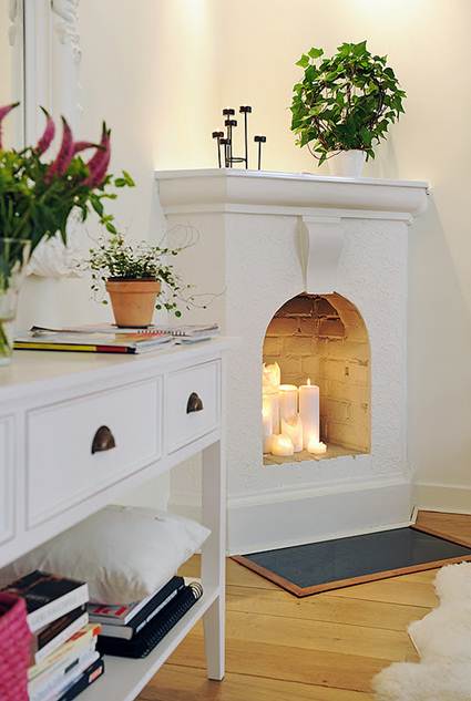 Chimenea con velas