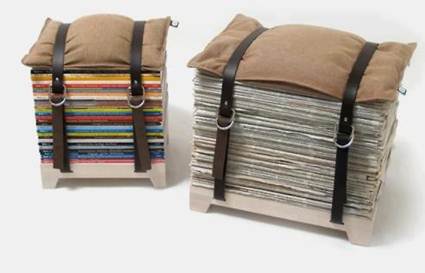 Puffs hechos con revistas