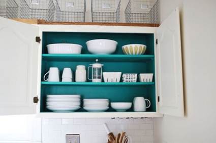 Interior de muebles de cocina pintados