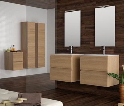 Muebles de baño suspendidos color madera