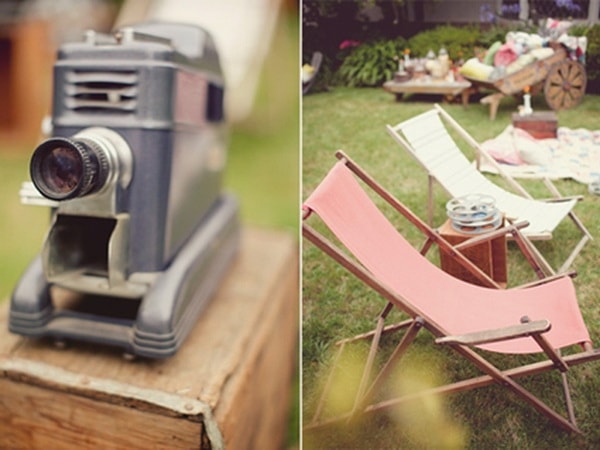 Sala de cine al aire libre con estilo vintage