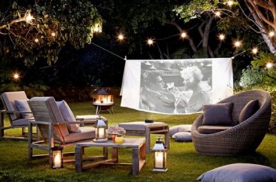 Cine al aire libre en el jardín - Decoración de Interiores y Exteriores