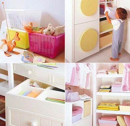 Espacio de almacenaje en dormitorios infantiles