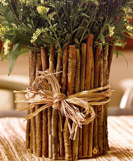 Centros de mesa con ramas secas