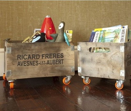 Cajones de madera con ruedas
