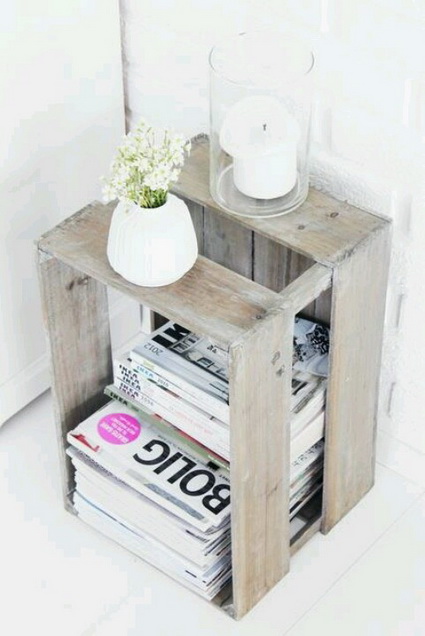 Revistero con caja de madera