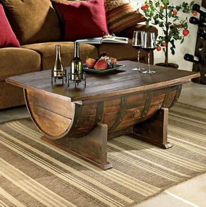 Mesa de centro con un barril