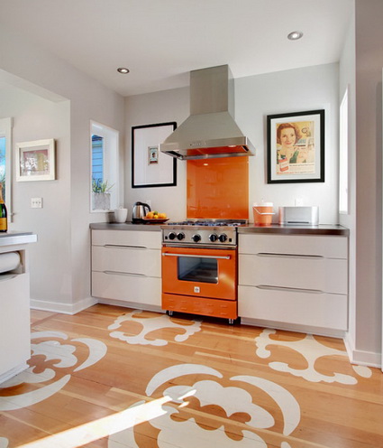 Blanco y naranja en la cocina
