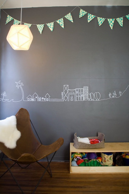 Paredes de pizarra en habitaciones infantiles