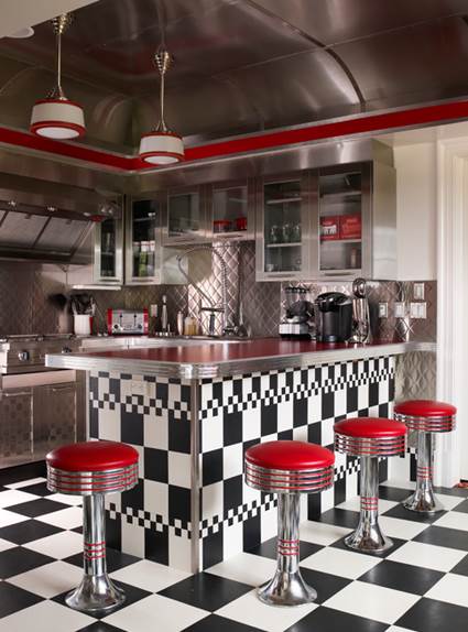 Cocina estilo cafetería de los años 50