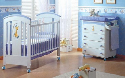 Habitación para bebé en tonos azules