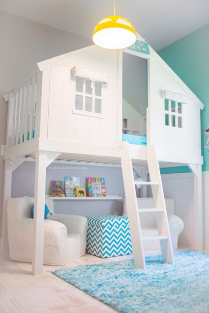 Habitación infantil en turquesa y blanco