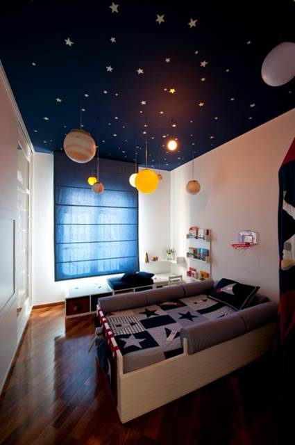 Habitación con temática espacial