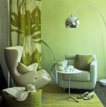 Salón en varios tonos verdes