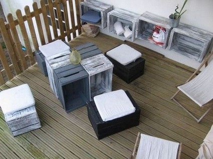 Muebles de exterior con cajas de madera