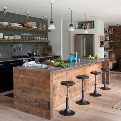Cocinas con madera bruta