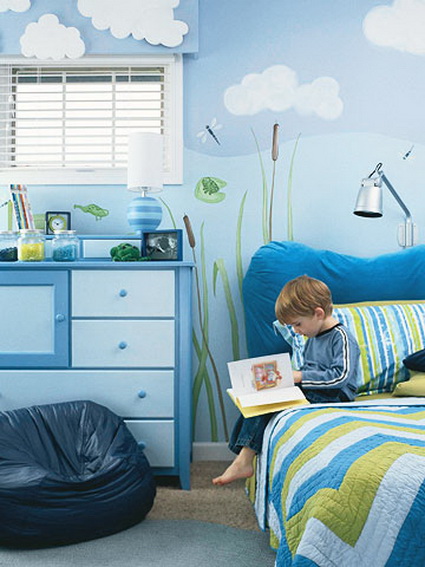 Dormitorio para niños en azul