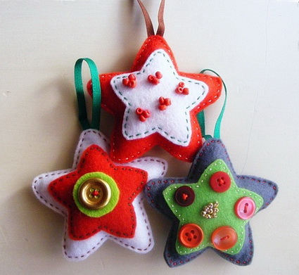 Estrellitas con fieltro para el árbol de Navidad