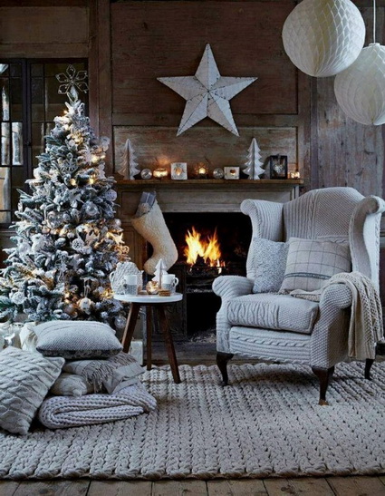 Salón navideño en gris