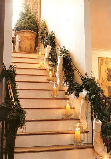 Decoración navideña para escaleras