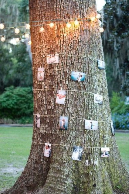 Decoración de un árbol con fotos
