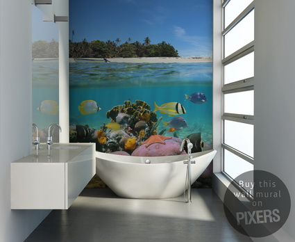 Fotomural en el cuarto de baño