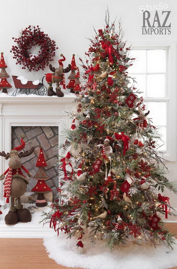 Árbol navideño en rojo y verde