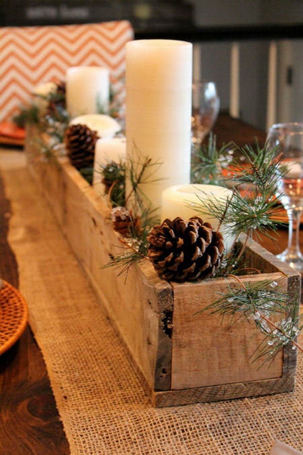 Centro de mesa rústico para la mesa de Nochebuena