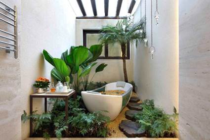 Baño con plantas
