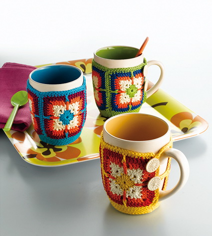 Fundas para tazas con crochet