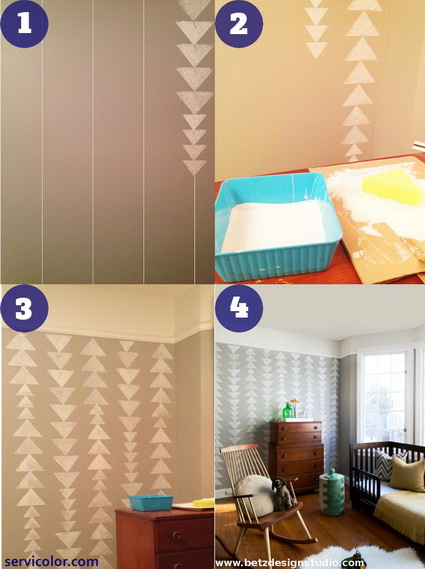 pared-con-triangulos-estampados