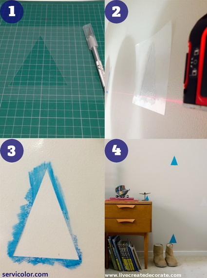 pared-con-triangulos-estarcidos