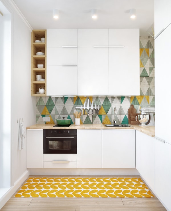 Azulejos con formas geométricas en la cocina