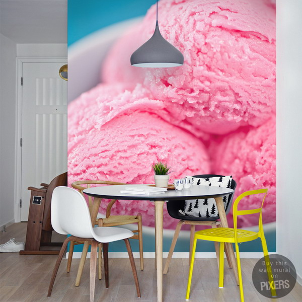 Mural de helado de fresa